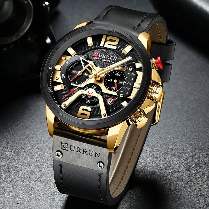 Sport Watch for Men Top Brand Luxury Military Leather Wrist Watch