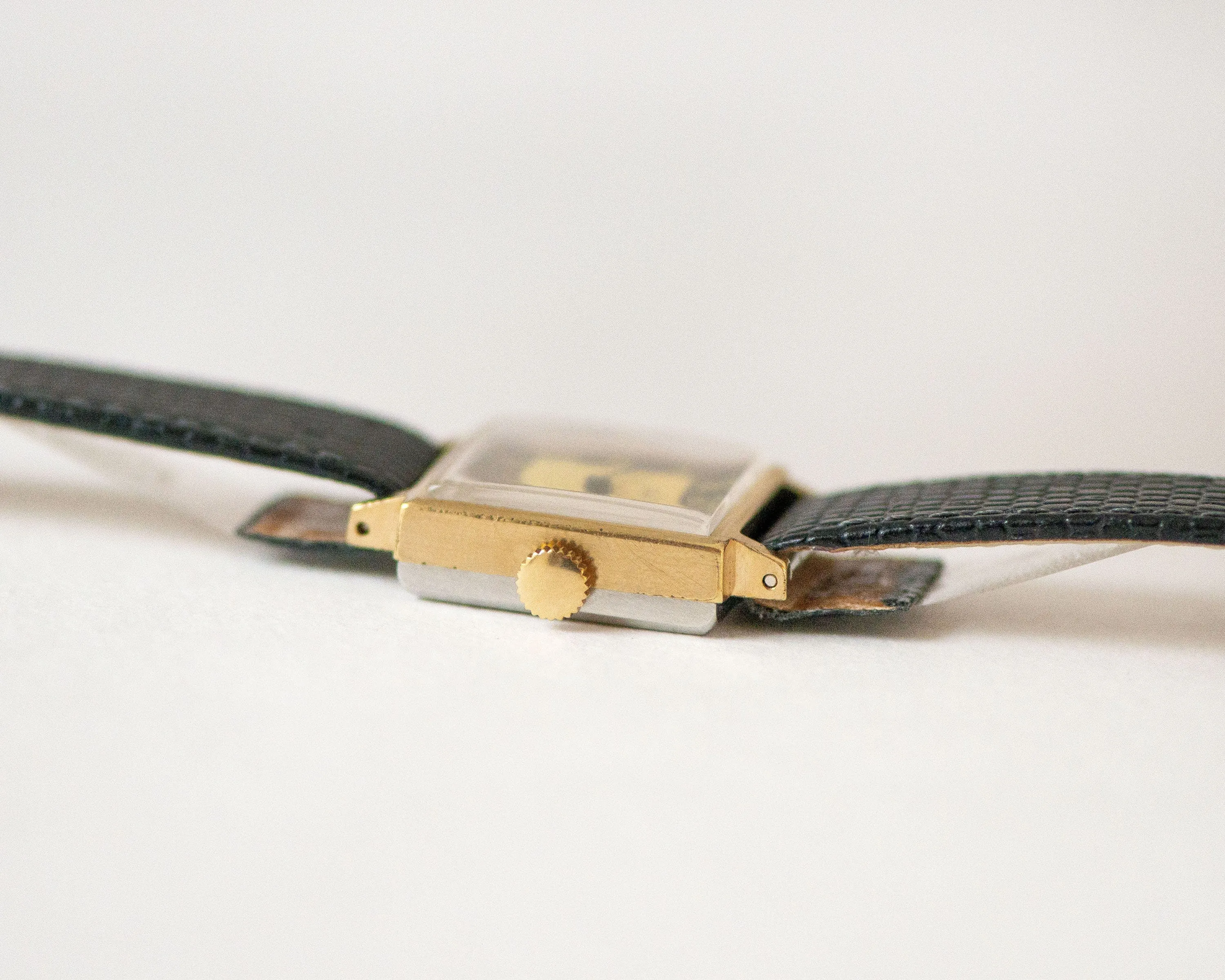 Square women's watch vintage, classic woman watch Ray, gold plated woman watch, Roman numerals watch black dial, new premium leather strap