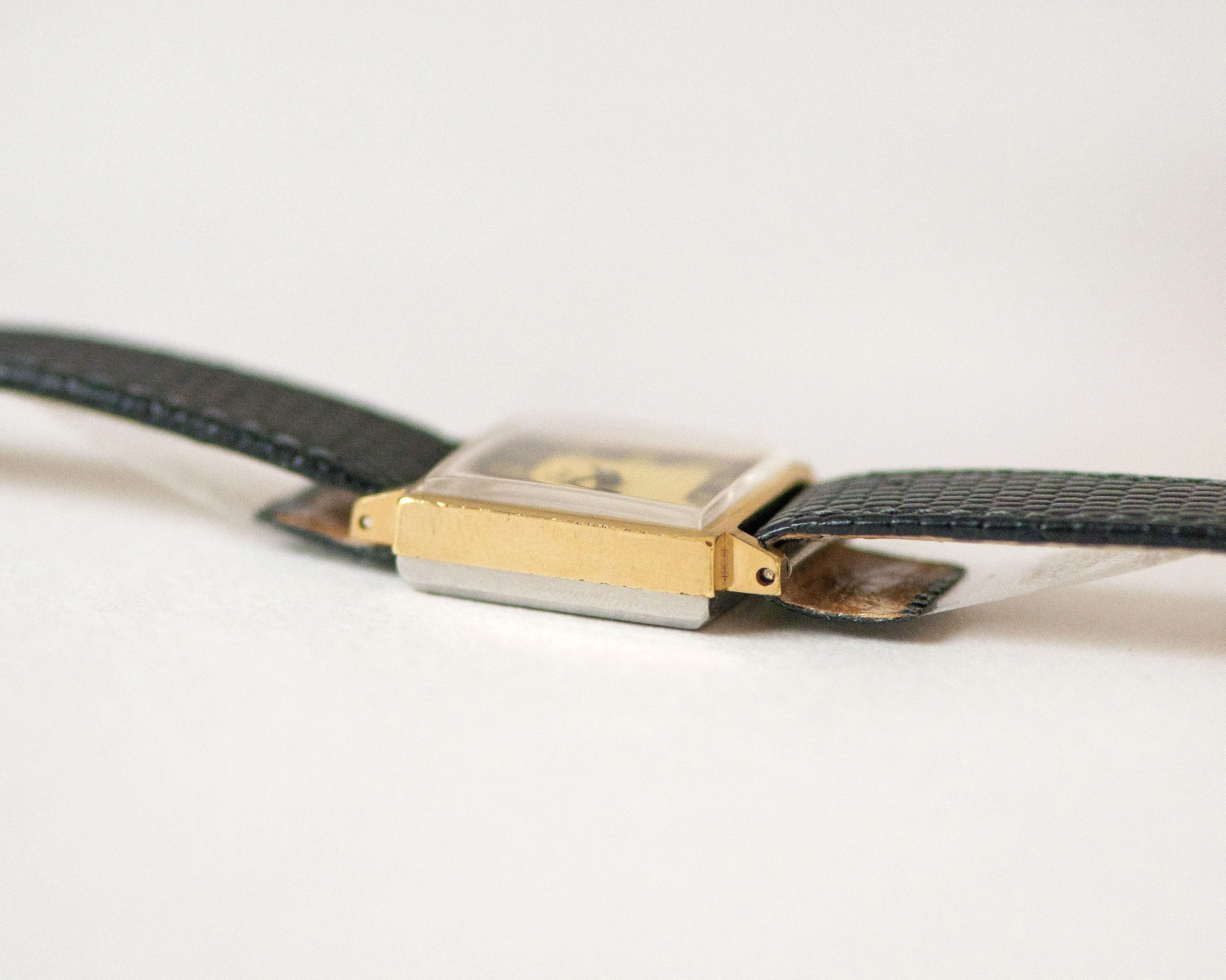 Square women's watch vintage, classic woman watch Ray, gold plated woman watch, Roman numerals watch black dial, new premium leather strap