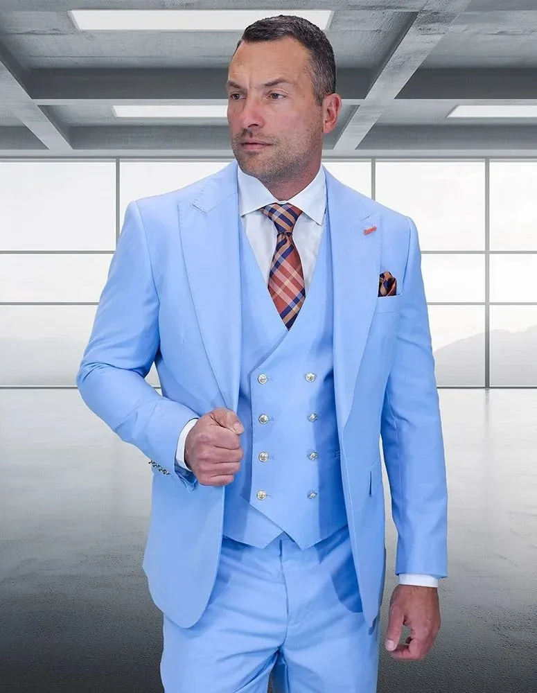 Statement Men's 3-Piece Fashion Suit – 100% Wool with Striking Vibrant Colors