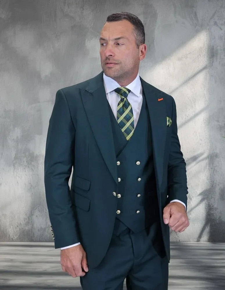 Statement Men's 3-Piece Fashion Suit – 100% Wool with Vibrant Bold Colors