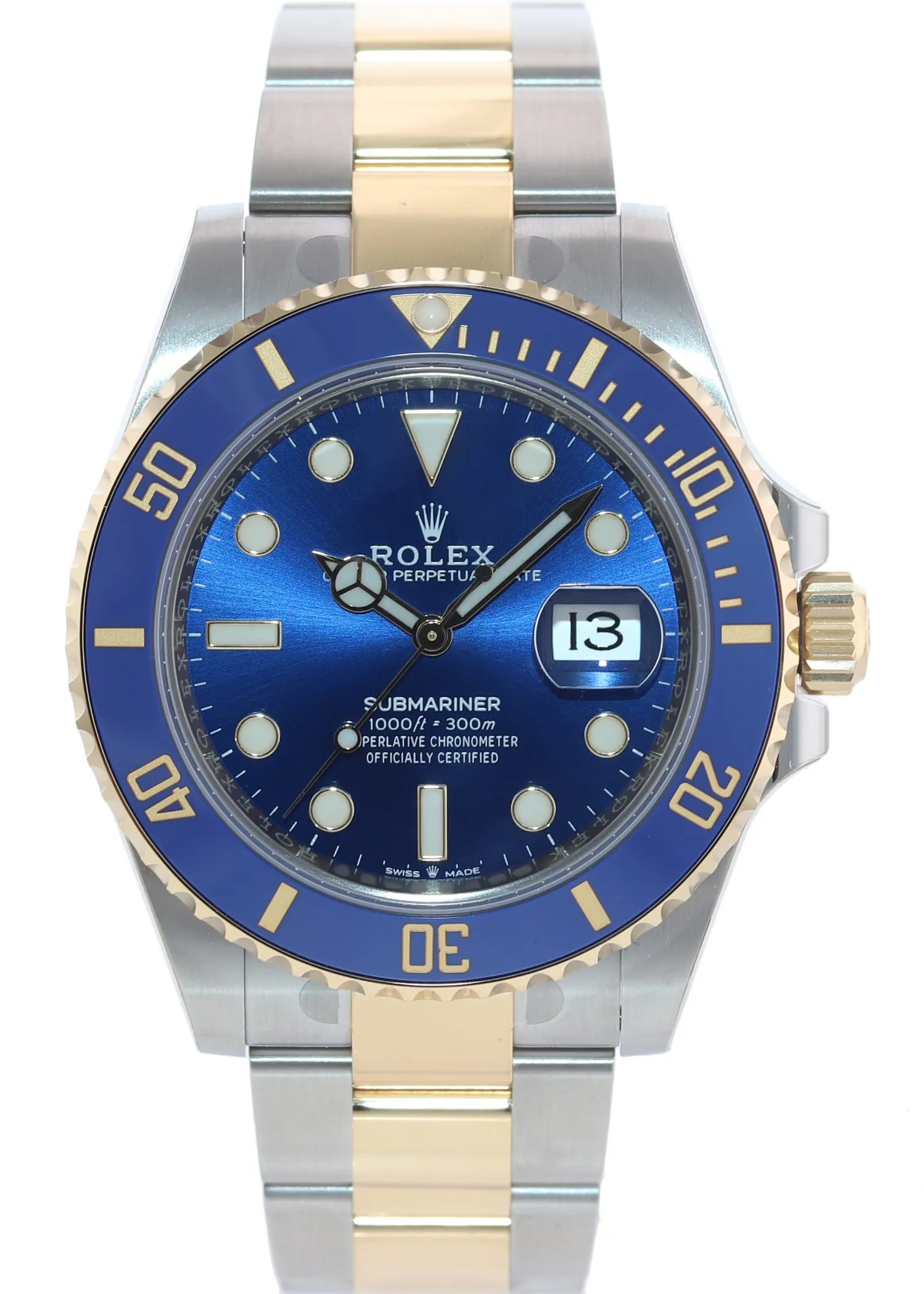 Stickers NEW 2022 Rolex Submariner 41mm Blue Ceramic 126613 Two Tone Gold Watch