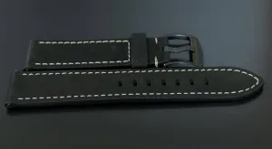 Strap. Black leather band.
