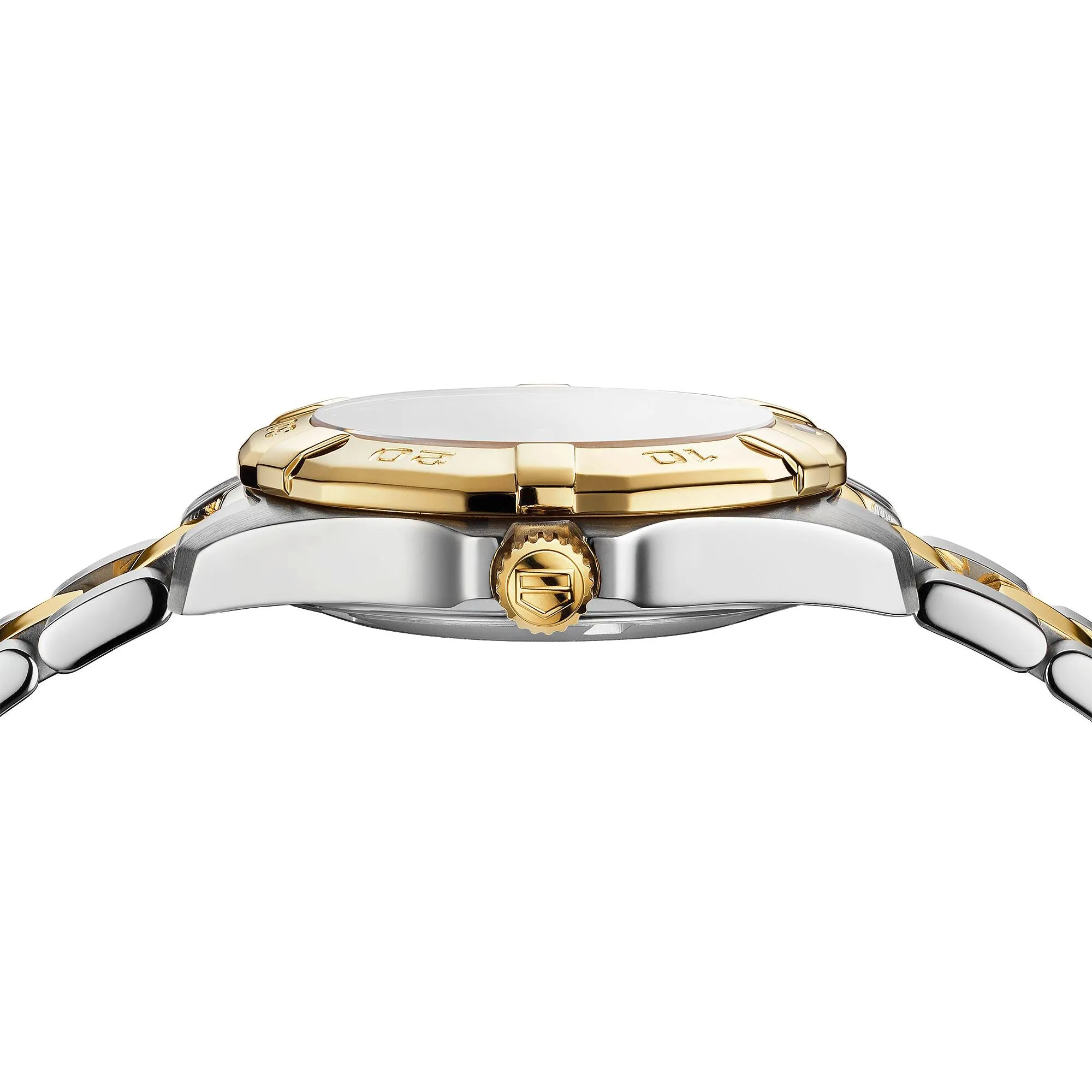 TAG Heuer Aquaracer Ladies' Quartz Movement Mother-of-Pearl Dial and Yellow Gold Bezel Watch