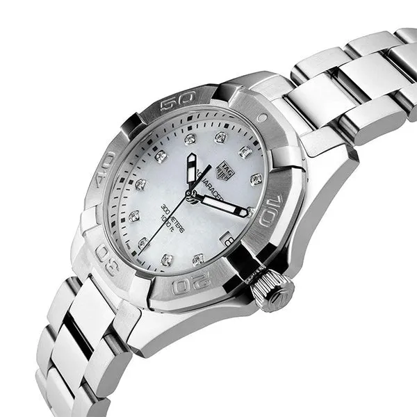 Tag Heuer Aquaracer Silver Stainless Steel White Mother of Pearl Dial Quartz Watch for Ladies- WBD131B.BA0748
