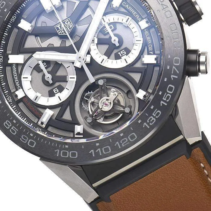 TAG HEUER CARRERA BROWN TITANIUM CHRONOGRAPH MEN WATCH CAR5A8Y.FT6072