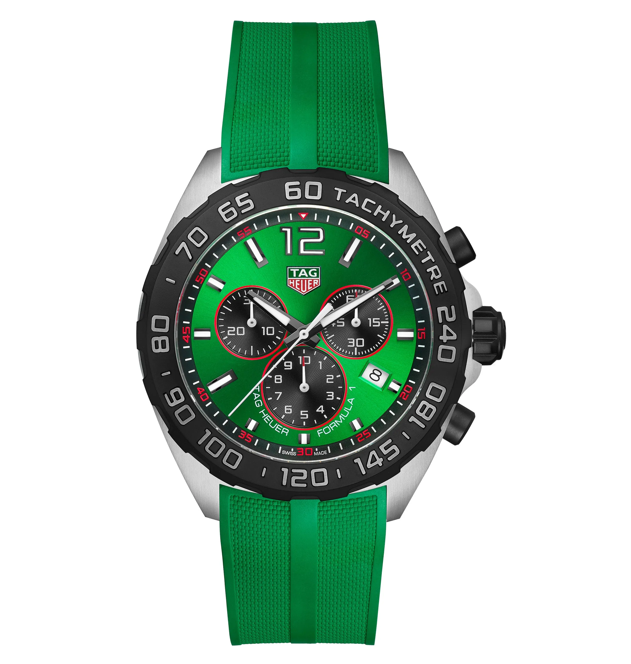 TAG Heuer Formula 1 Men's Quartz Chronograph Green Dial and Rubber Strap Watch