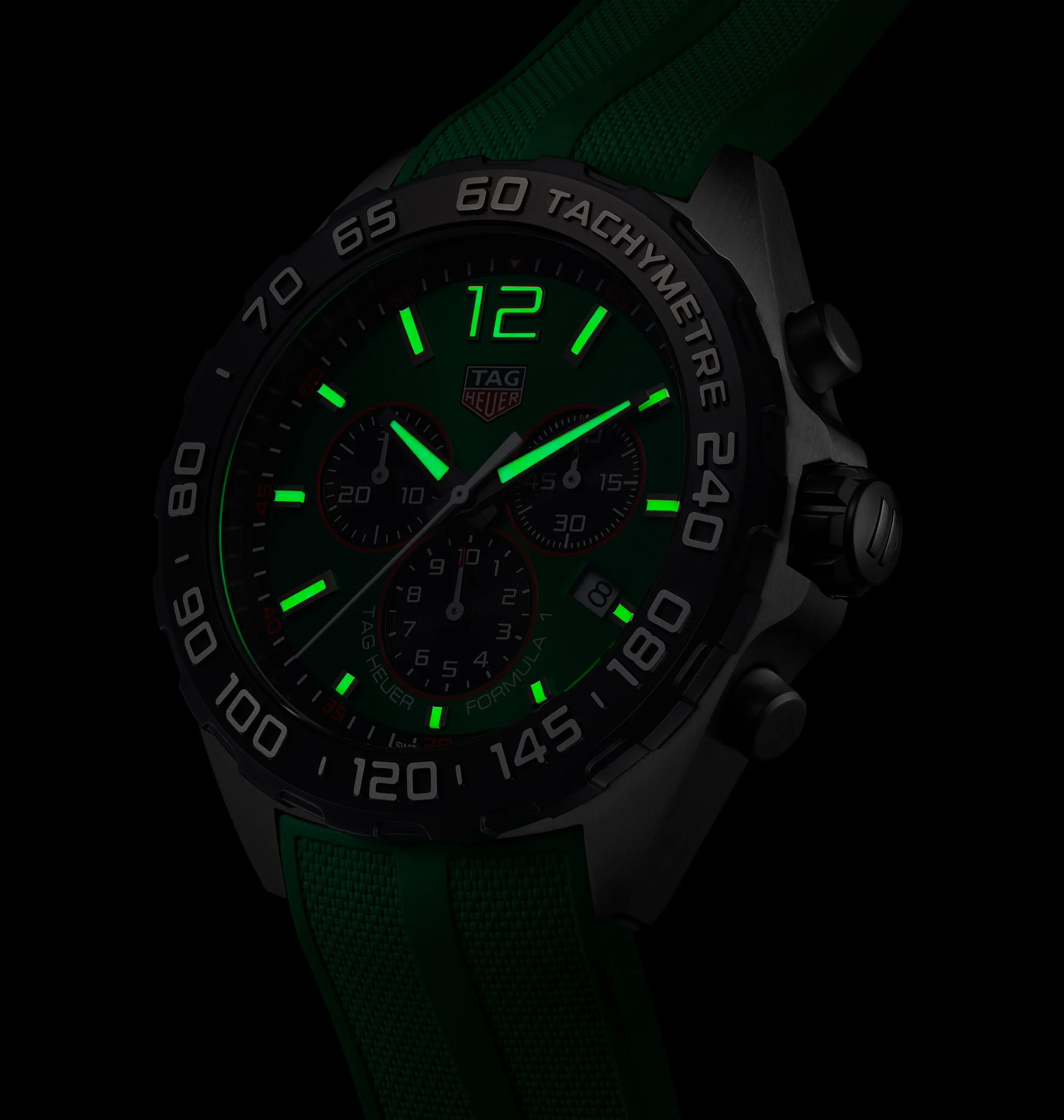 TAG Heuer Formula 1 Men's Quartz Chronograph Green Dial and Rubber Strap Watch