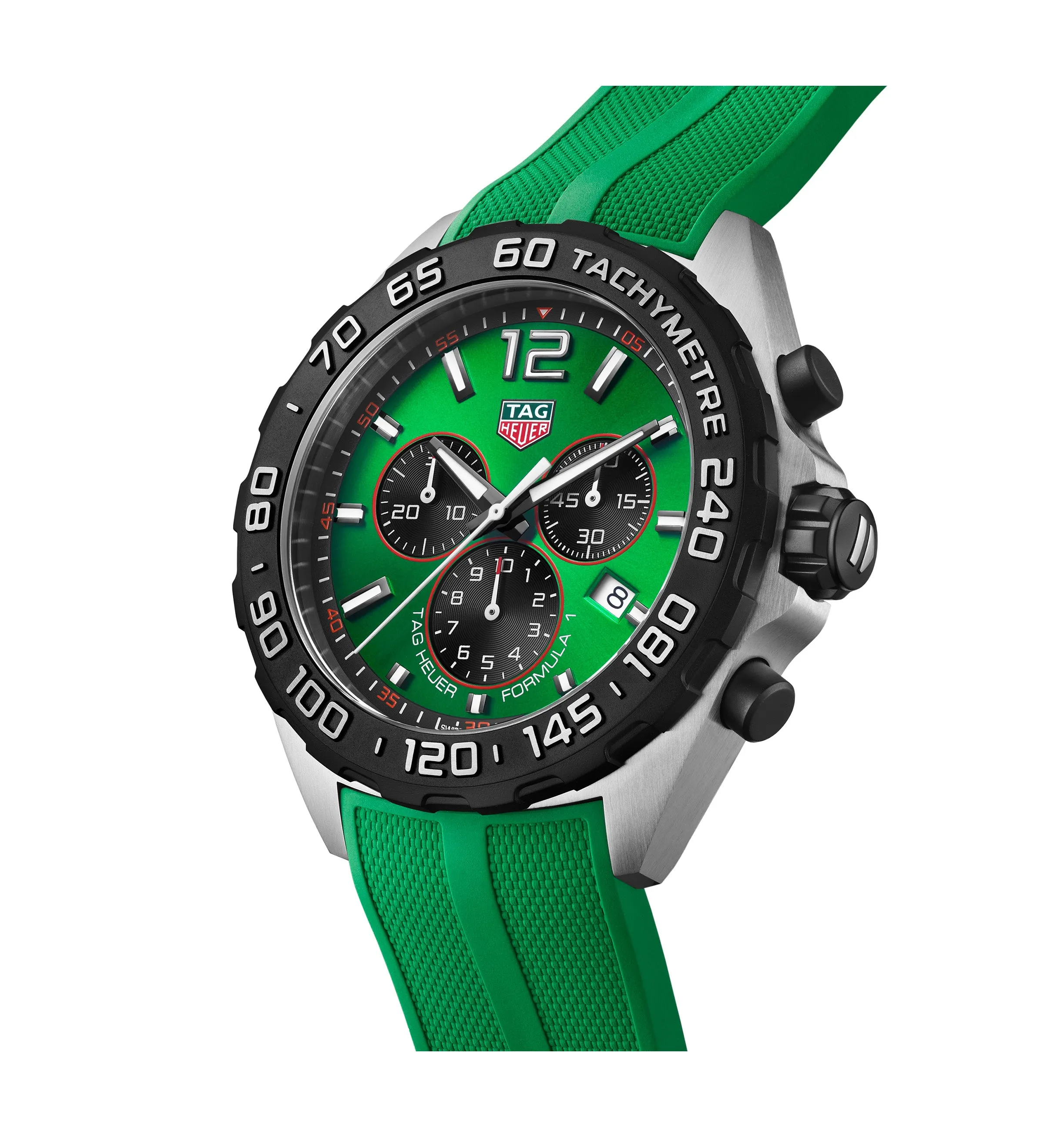 TAG Heuer Formula 1 Men's Quartz Chronograph Green Dial and Rubber Strap Watch