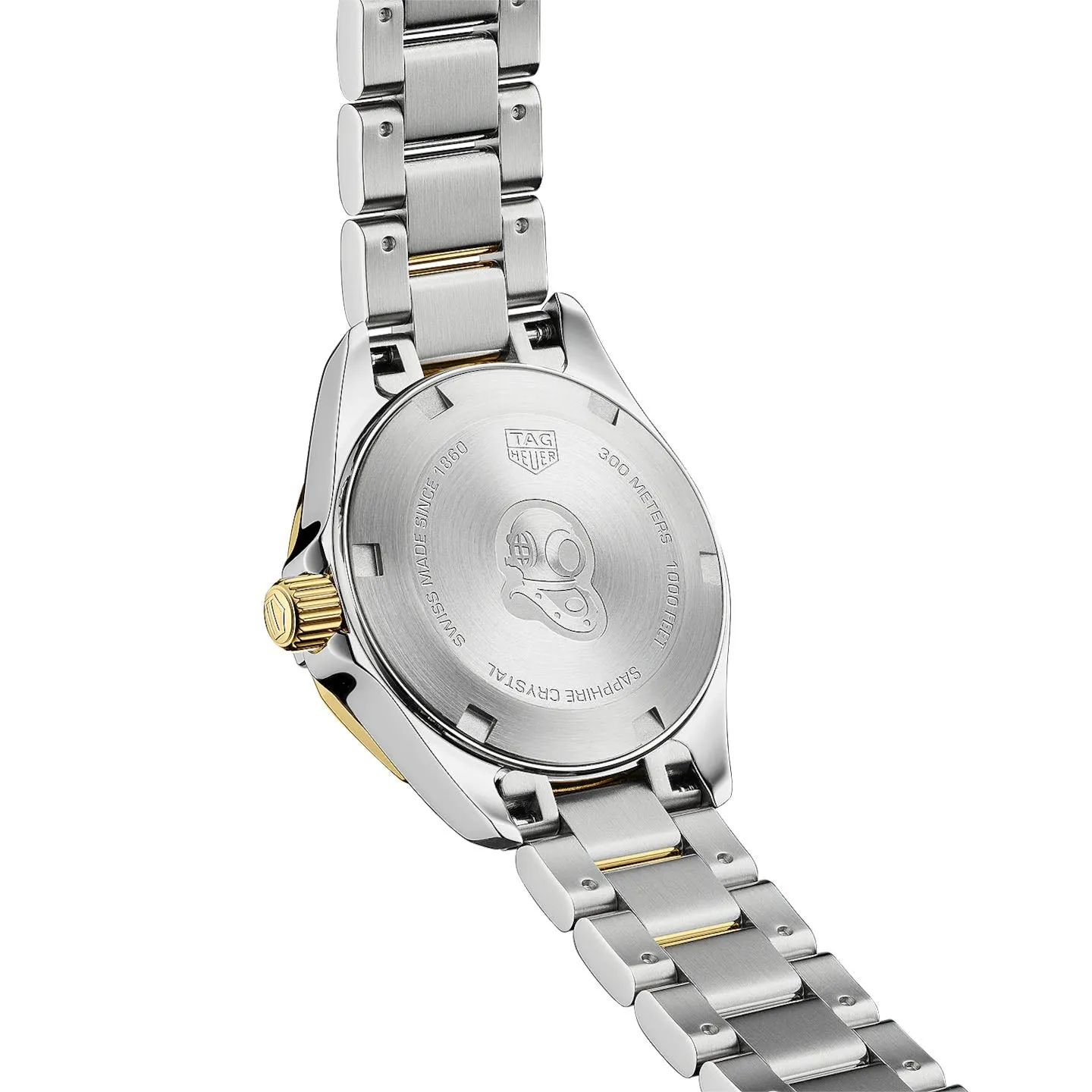 TAG Heuer Ladies' Aquaracer 27mm Quartz Stainless Steel and Yellow Gold Mother-of-Pearl Dial Watch with Diamond Bezel