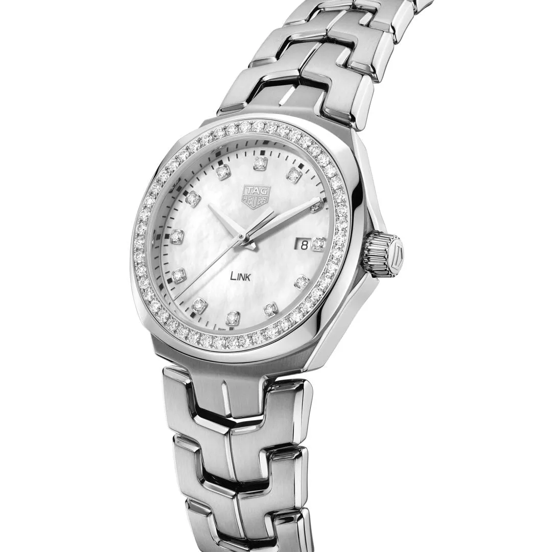 TAG Heuer Link Ladies' White Mother-of-Pearl Dial Diamond Bezel Watch