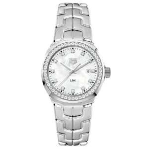 TAG Heuer Link Ladies' White Mother-of-Pearl Dial Diamond Bezel Watch