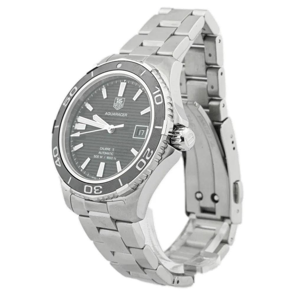 Tag Heuer Men's Aquaracer Stainless Steel 41mm Black Stick Dial Watch Reference #: WAK2110.BA0830