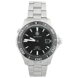 Tag Heuer Men's Aquaracer Stainless Steel 41mm Black Stick Dial Watch Reference #: WAK2110.BA0830