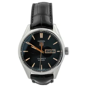 Tag Heuer Men's Carrera Calibre 5 Stainless Steel 41mm Black Rose Gold Stick Dial Watch Reference #: WAR201C.FC6266