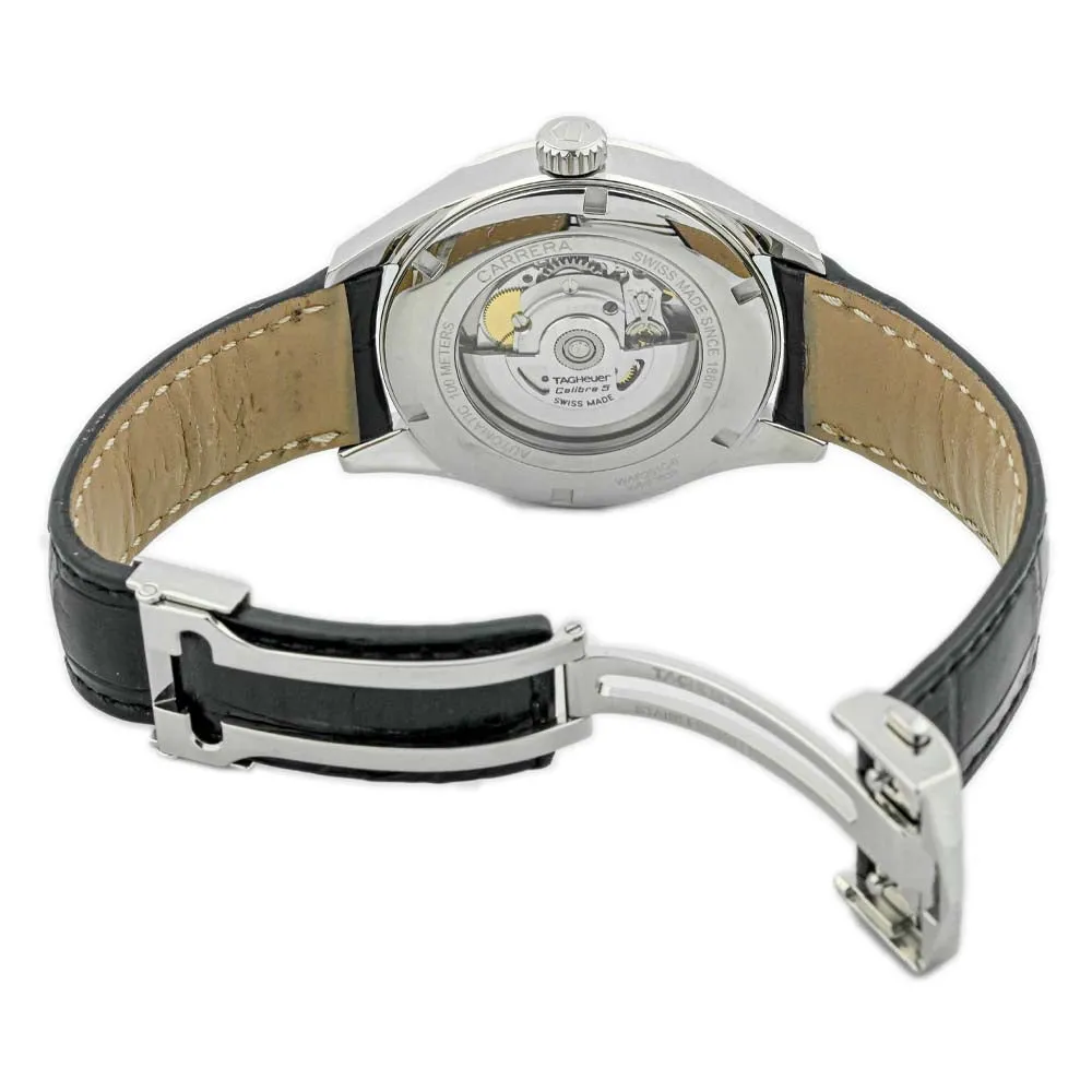 Tag Heuer Men's Carrera Calibre 5 Stainless Steel 41mm Black Rose Gold Stick Dial Watch Reference #: WAR201C.FC6266
