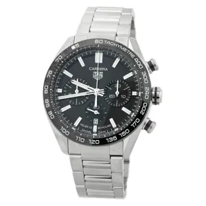 Tag Heuer Mens Carrera Stainless Steel 44mm Black Chronograph Stick Dial Watch Reference #: CBN2A1B.BA0643