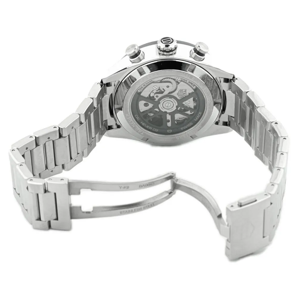 Tag Heuer Mens Carrera Stainless Steel 44mm Black Chronograph Stick Dial Watch Reference #: CBN2A1B.BA0643