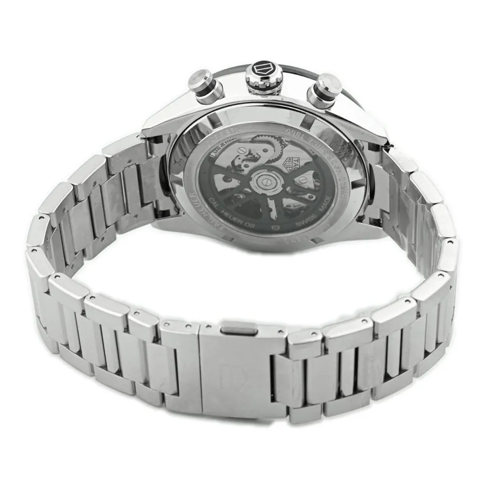 Tag Heuer Mens Carrera Stainless Steel 44mm Black Chronograph Stick Dial Watch Reference #: CBN2A1B.BA0643