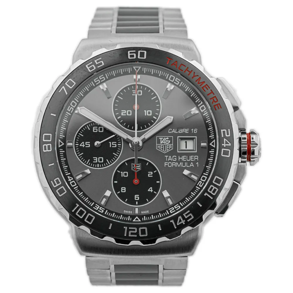 Tag Heuer Men's Formula 1 Chronograph Stainless Steel & Ceramic 44mm Anthracite Stick Dial Watch Reference #: CAU2011.BA0873