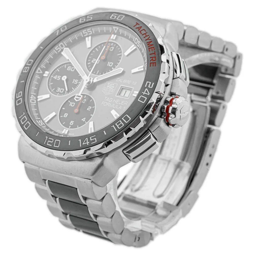 Tag Heuer Men's Formula 1 Chronograph Stainless Steel & Ceramic 44mm Anthracite Stick Dial Watch Reference #: CAU2011.BA0873