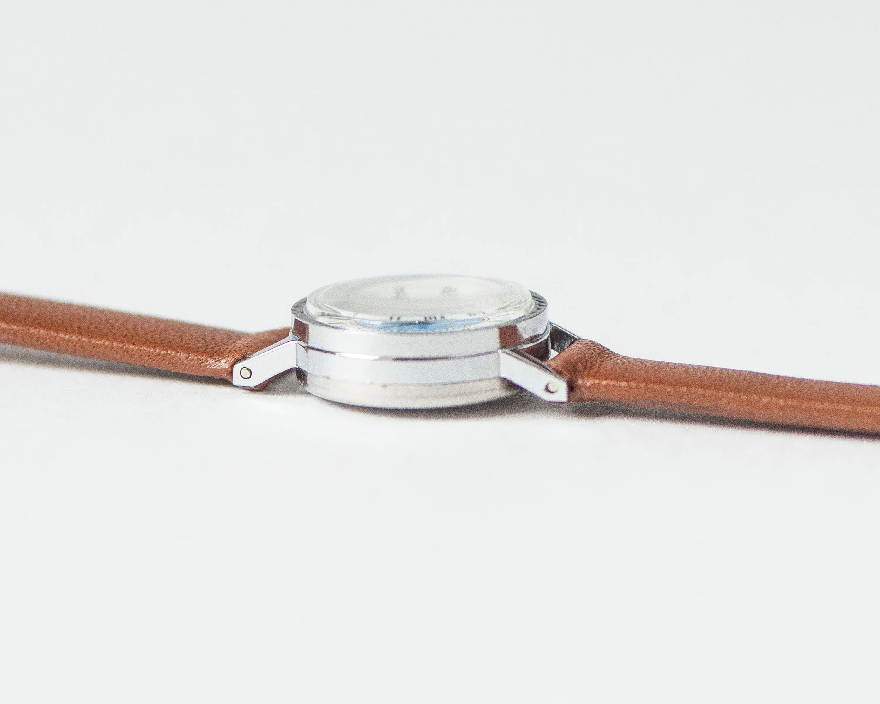Tiny blue watch for women vintage Seagull, Roman numerals lady watch silver shade jewelry, lady wristwatch unique, new premium leather strap