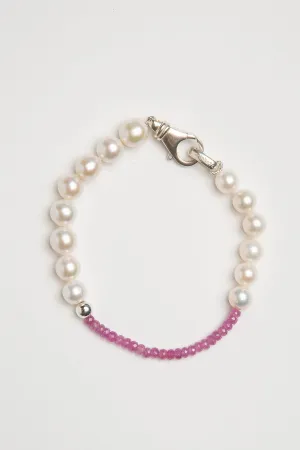 TRIN-KET | WHITE FRESHWATER PEARL PINK SAPPHIRE BRACELET