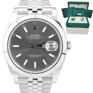 UNDATED NEW STICKERED Rolex DateJust Rhodium Slate Jubilee 126334 41mm Watch