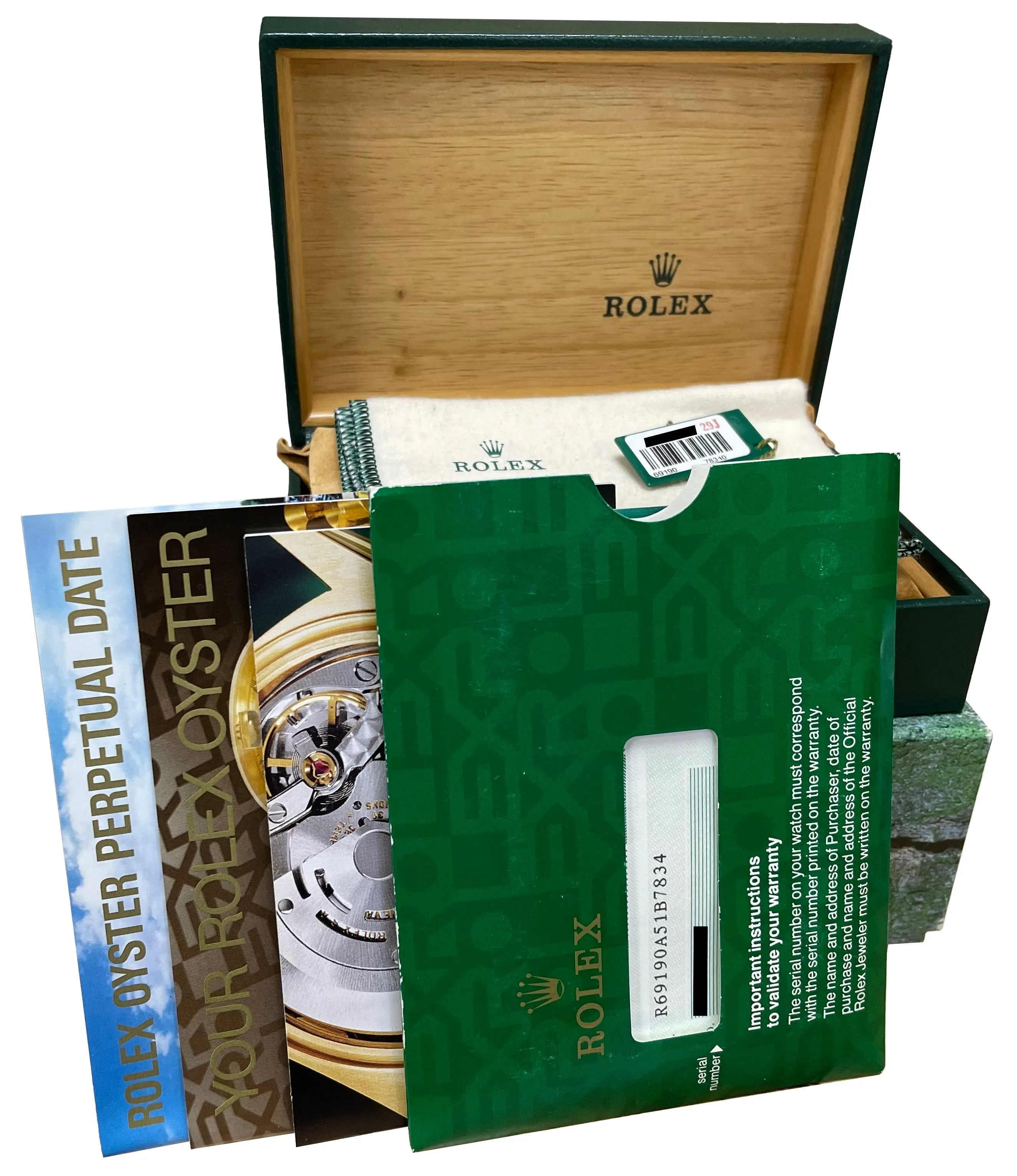 UNDATED Rolex Oyster Perpetual Date 69190 White Roman 26mm Steel Watch PAPERS