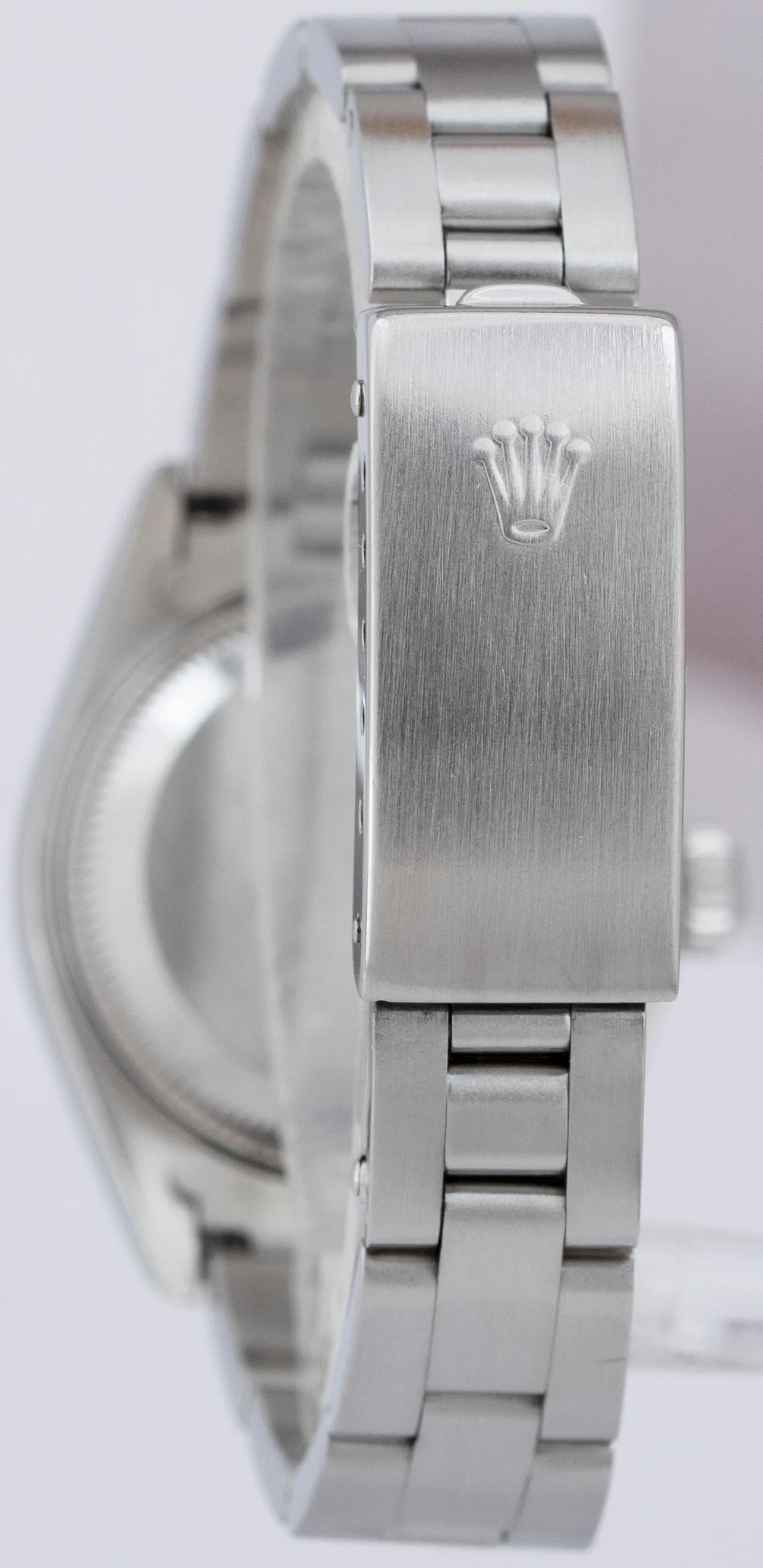 UNDATED Rolex Oyster Perpetual Date 69190 White Roman 26mm Steel Watch PAPERS