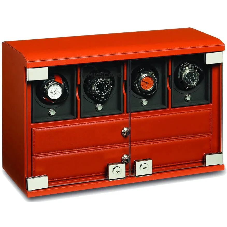 Underwood (London) - 4-Unit Classic Watch Winder w Trays in Tan Leather
