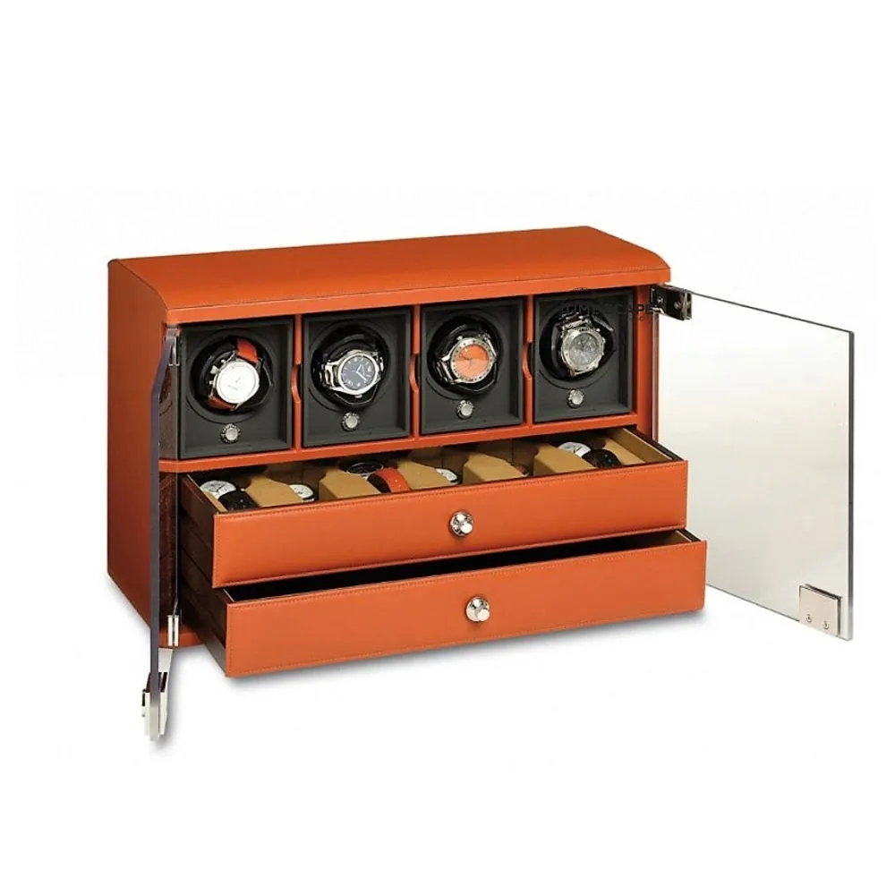 Underwood (London) - 4-Unit Classic Watch Winder w Trays in Tan Leather