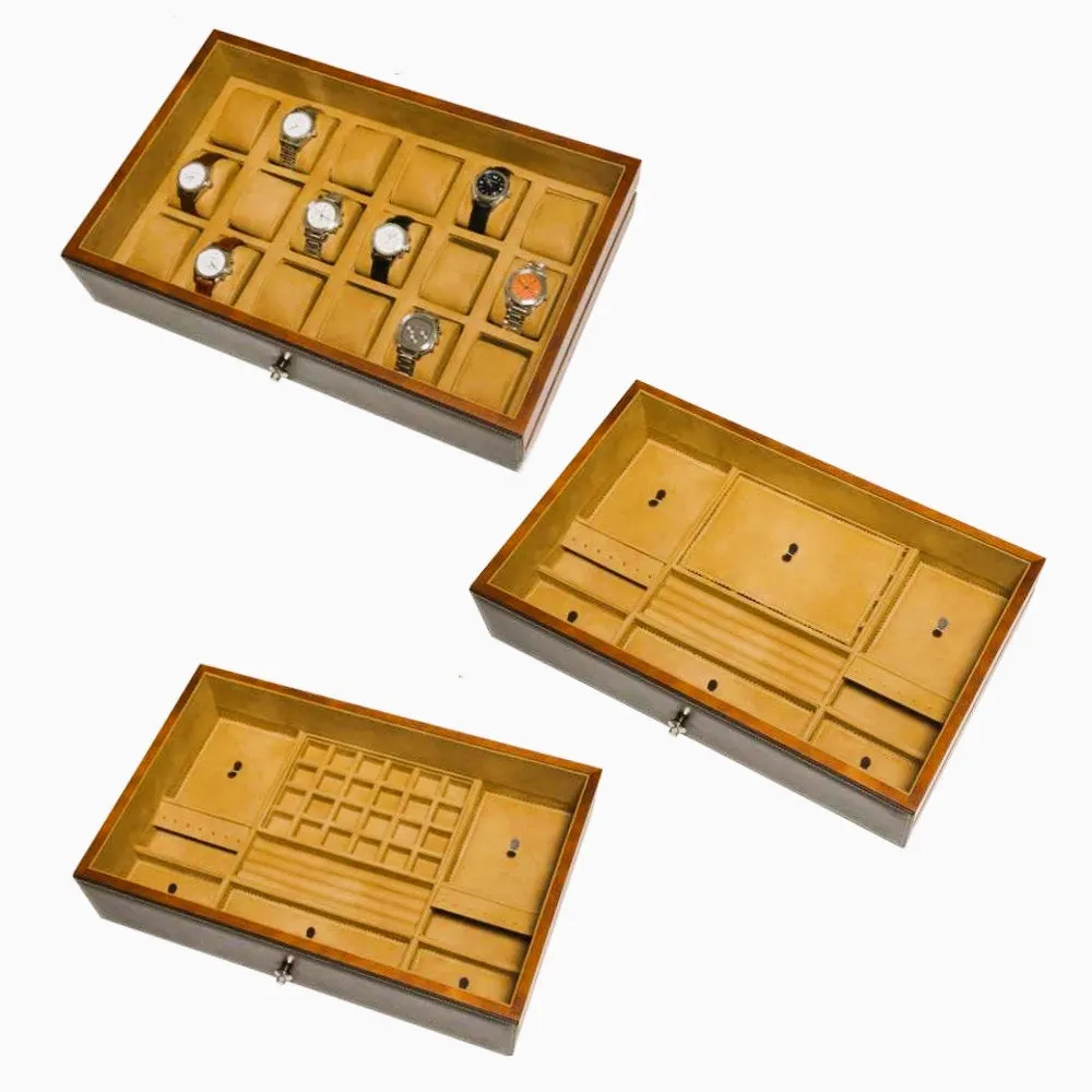Underwood (London) - 4-Unit Classic Watch Winder w Trays in Tan Leather