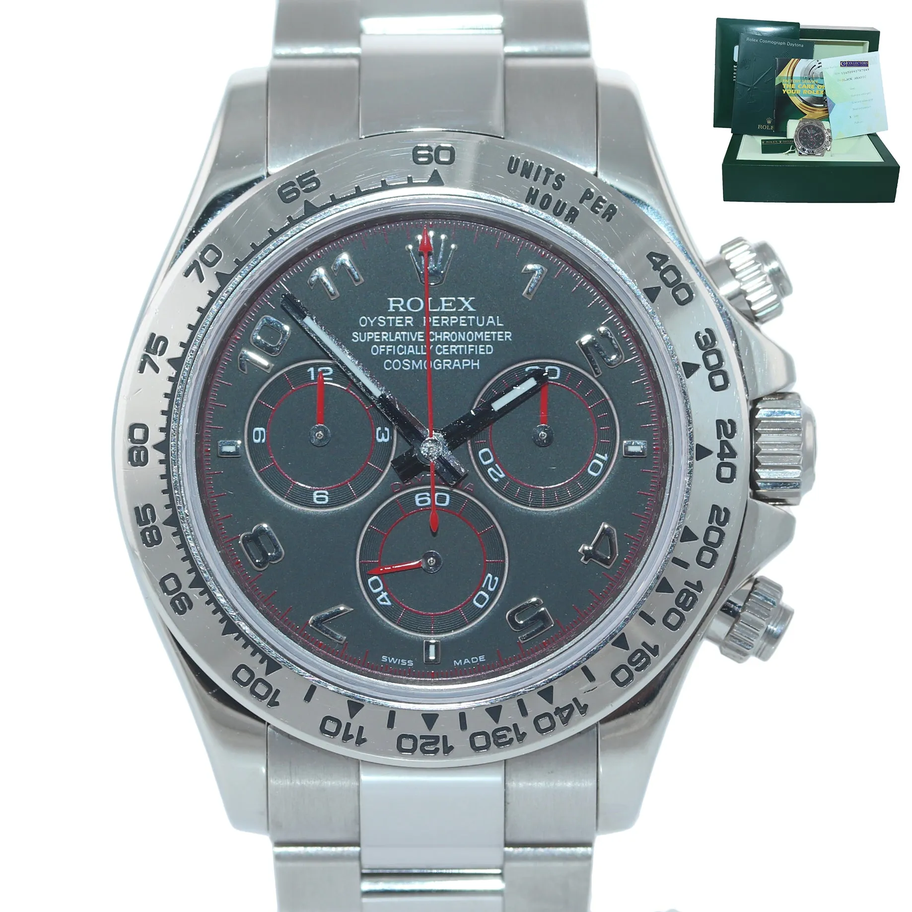 UNPOLISHED PAPERS Rolex Daytona Black Racing Dial 116509 White Gold 40mm Watch