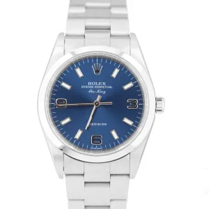 UNPOLISHED Rolex Air-King Oyster Perpetual Steel Blue 3-6-9 14000M 34mm Watch