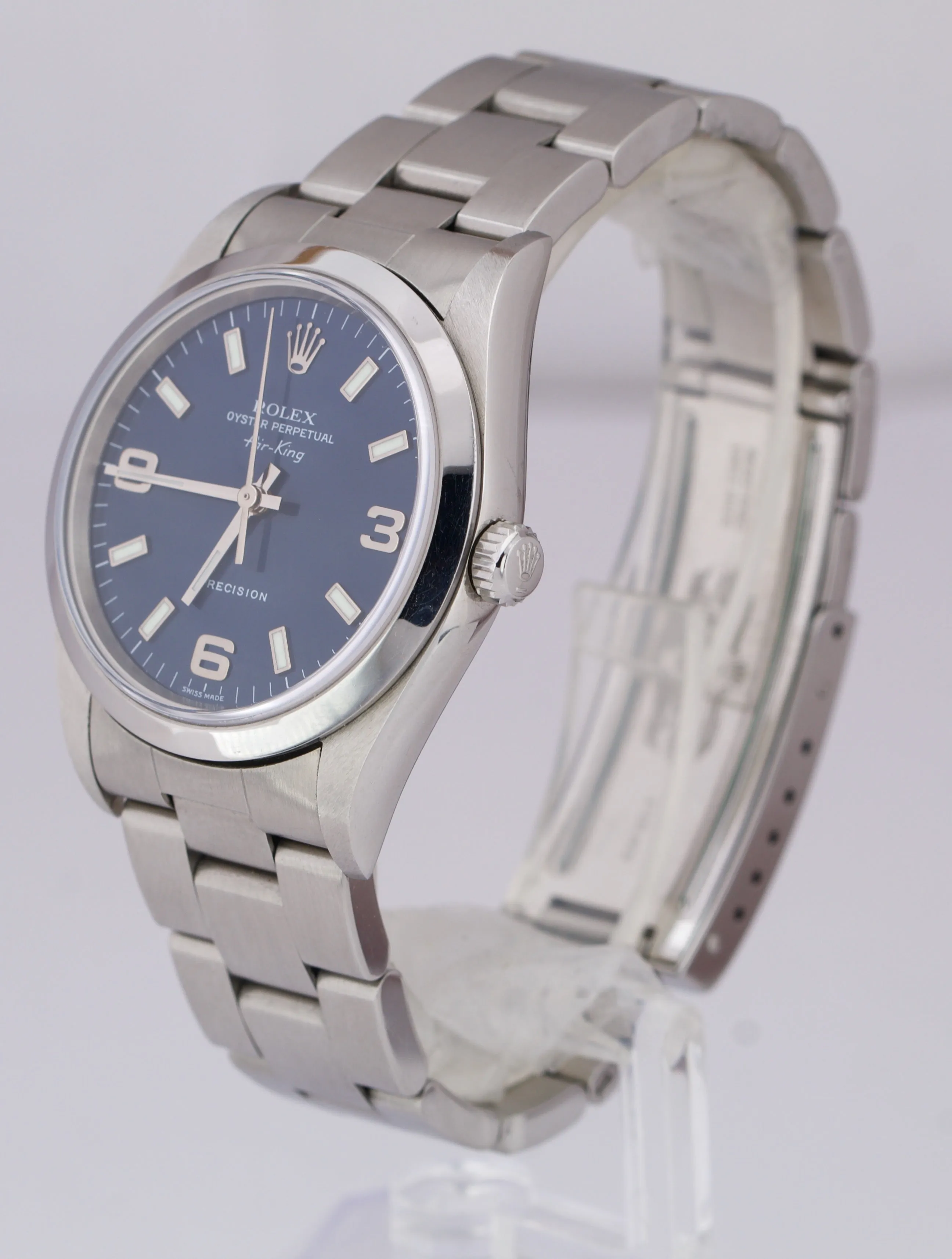 UNPOLISHED Rolex Air-King Oyster Perpetual Steel Blue 3-6-9 14000M 34mm Watch