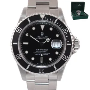UNPOLISHED TRITIUM Rolex Submariner 16610 40MM Steel Black Date 40mm Watch Box