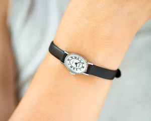 Vintage oval women watch small silver shade Sekonda, Roman numerals dial delicate wrist watch classic jewelry gift lady premium leather band