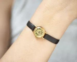 Vintage women watch small gold plated Seagull, retro classic women watch Roman numerals dial, rare jewelry gift, new premium leather strap