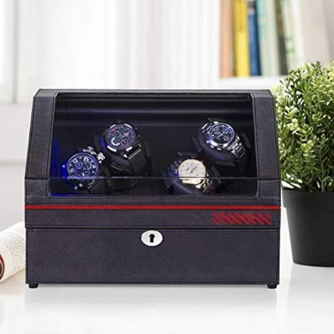 Watch Winder 4 Winders 4 Storages in Dark Coffee Leather, JINS&VICO
