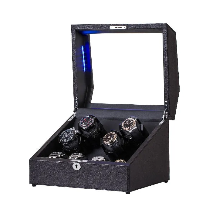 Watch Winder 4 Winders 4 Storages in Dark Coffee Leather, JINS&VICO