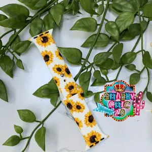 White and Sunflower Print Watchbands