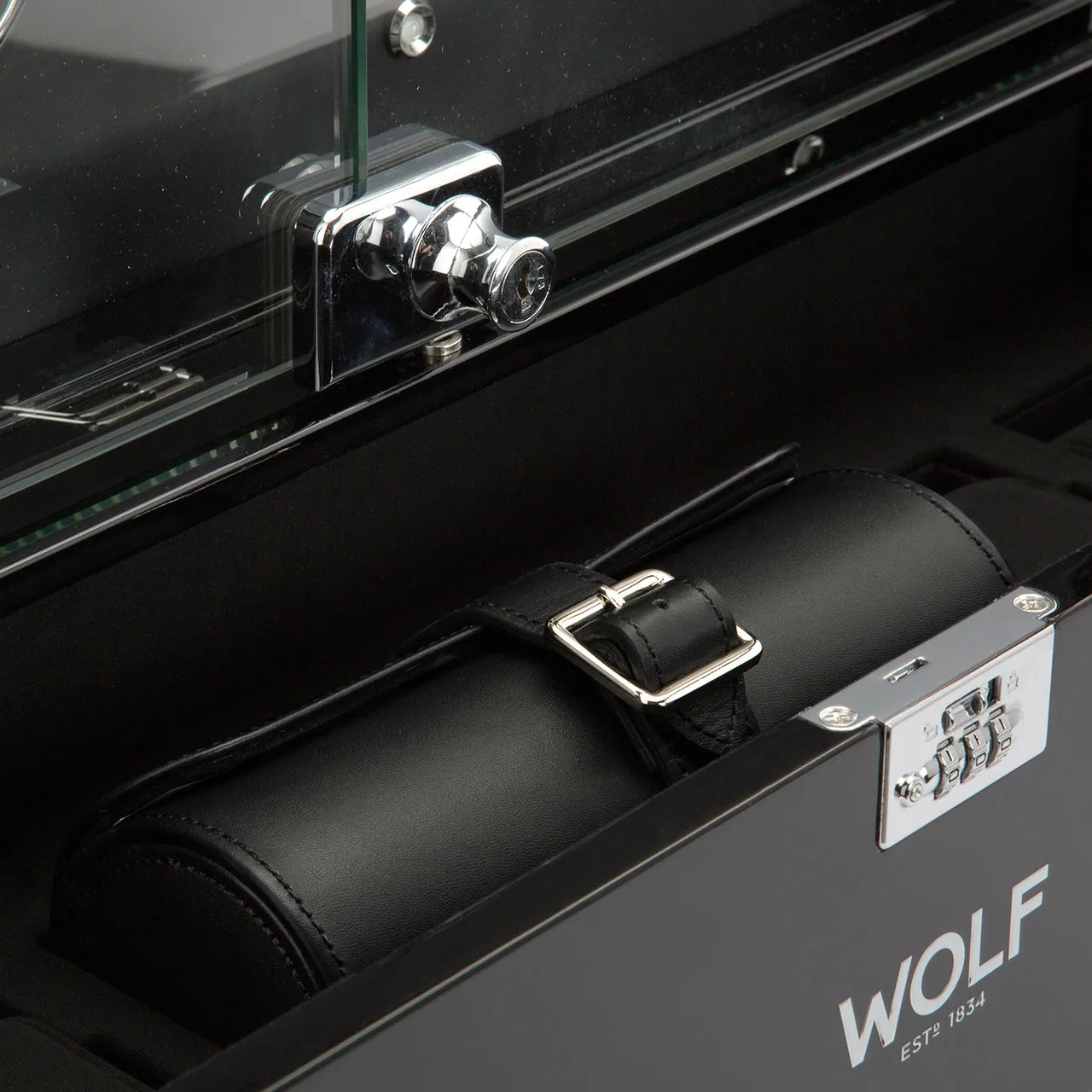 WOLF 1834 - REGENT - 12 Piece Cabinet Winder (Piano Black/Matte Black)