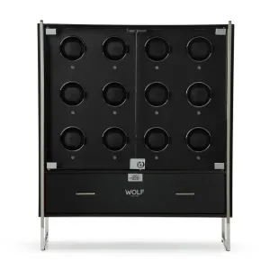 WOLF 1834 - REGENT - 12 Piece Cabinet Winder (Piano Black/Matte Black)