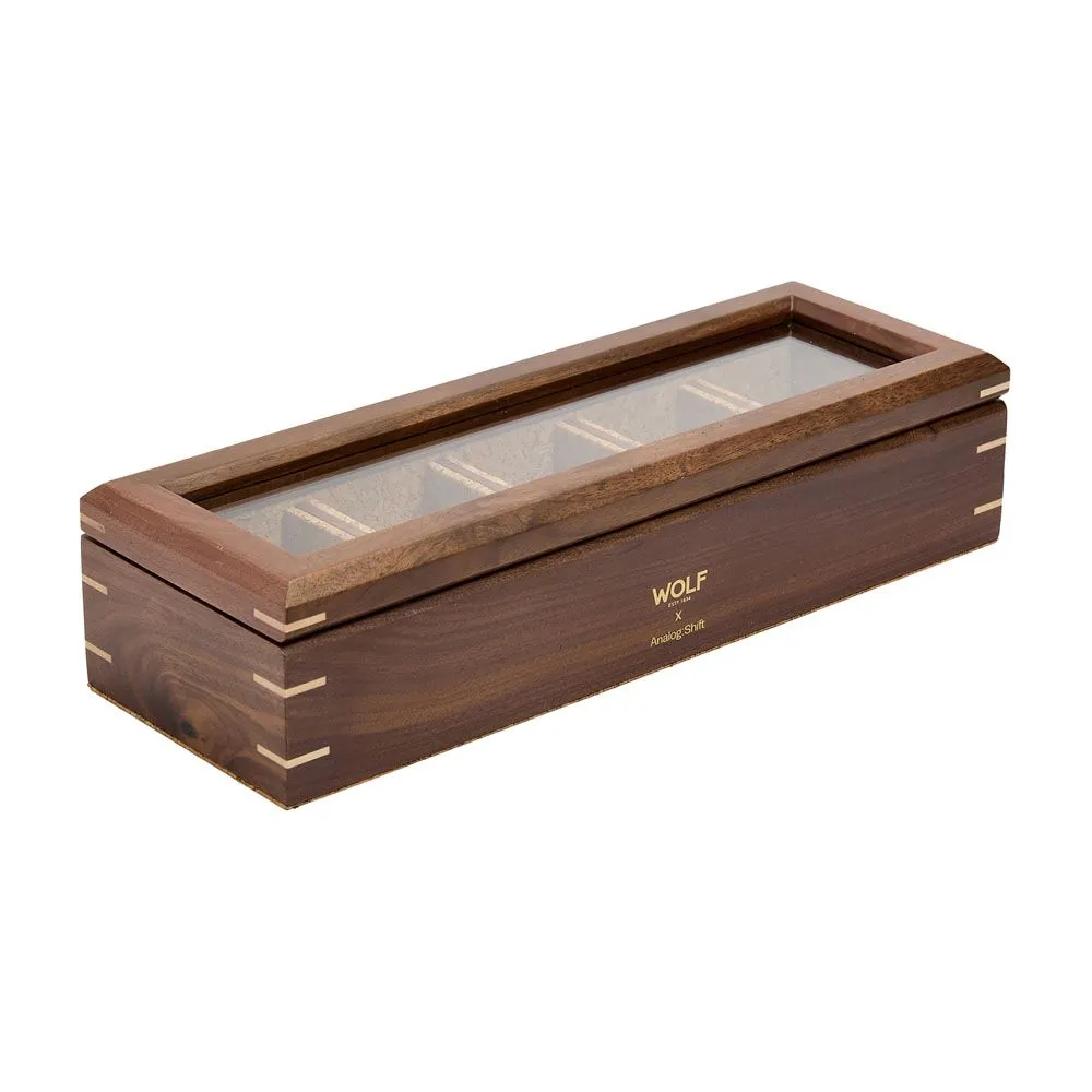 WOLF Analog/Shift Flatiron II 5 Piece Watch Box - Walnut