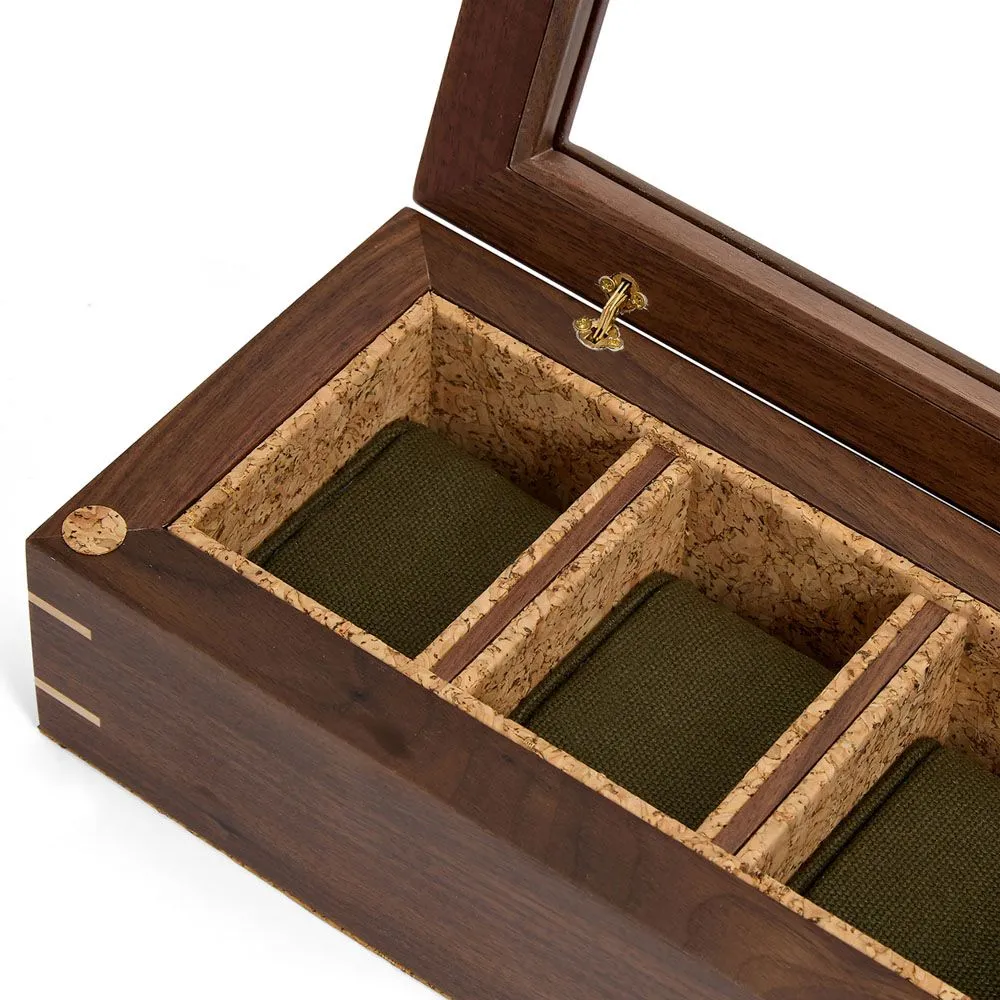 WOLF Analog/Shift Flatiron II 5 Piece Watch Box - Walnut