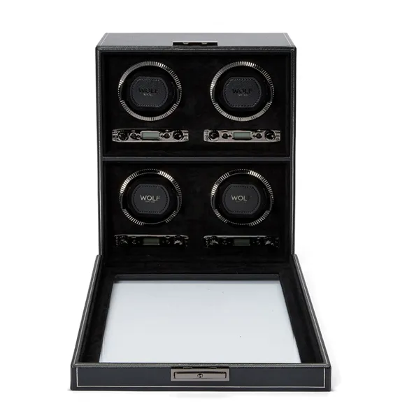 WOLF British Racing 4 Piece Watch Winder in Black
