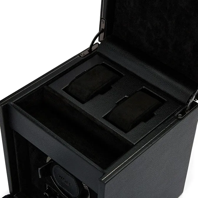 WOLF British Racing Single Watch Winder with Storage in Black