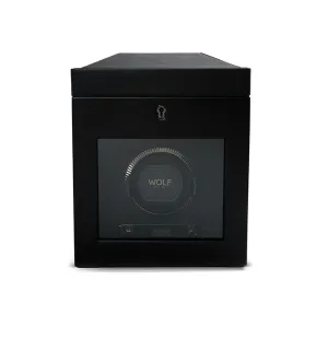 WOLF British Racing Single Watch Winder with Storage in Black