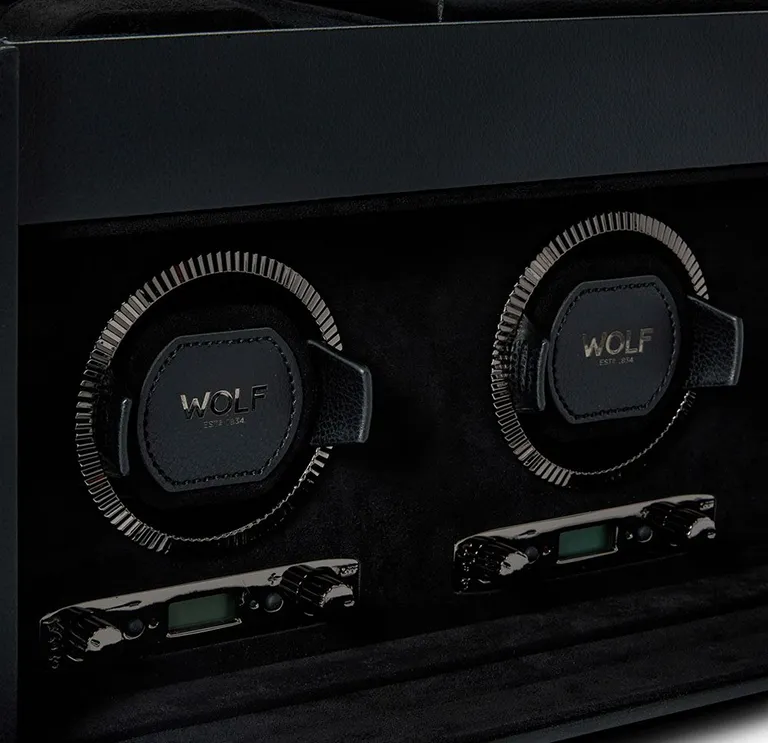 WOLF British Racing Triple Watch Winder with Storage in Black